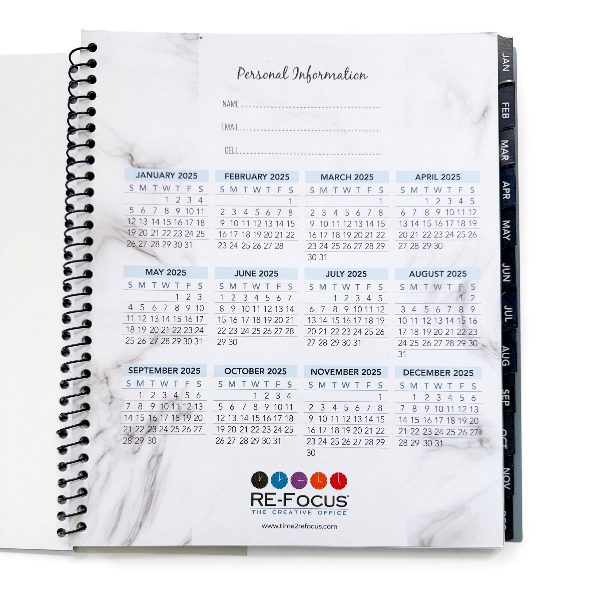 2025 ANNUAL CALENDAR BUNDLE! 3 PACK, One each of Black, White, and Purple