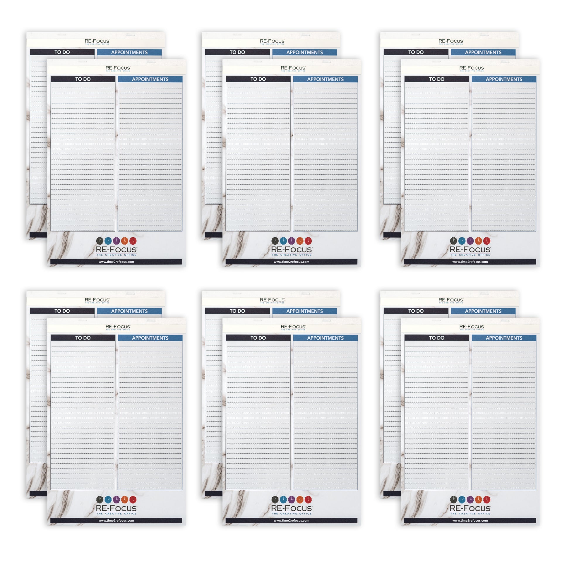 RE-FOCUS THE CREATIVE OFFICE, Professional To do and Appointment list pad, Legal size, 12 pack, 30 sheets each