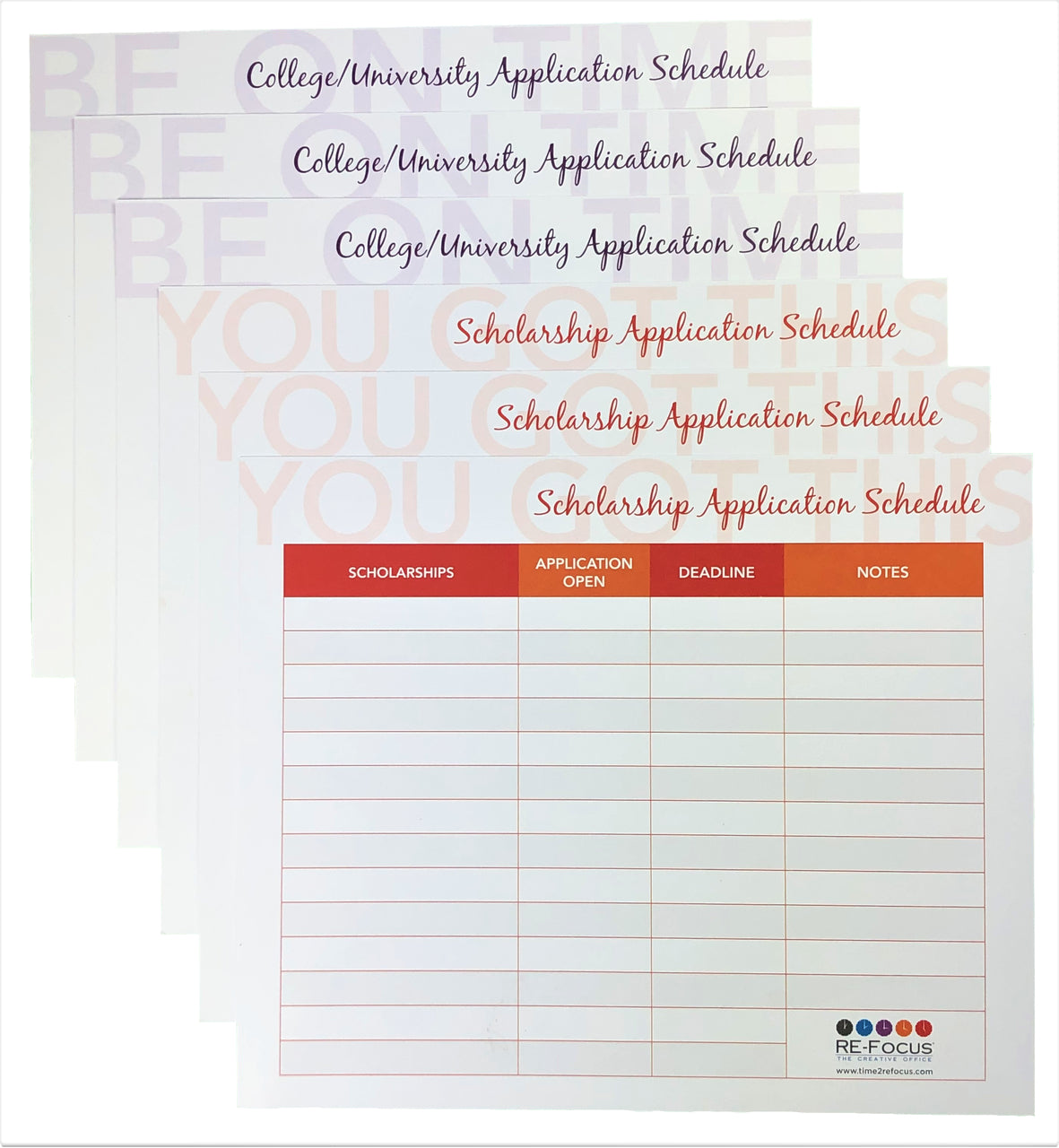 College, University & Scholarship Timeline Sheets by RE-FOCUS THE CREATIVE OFFICE