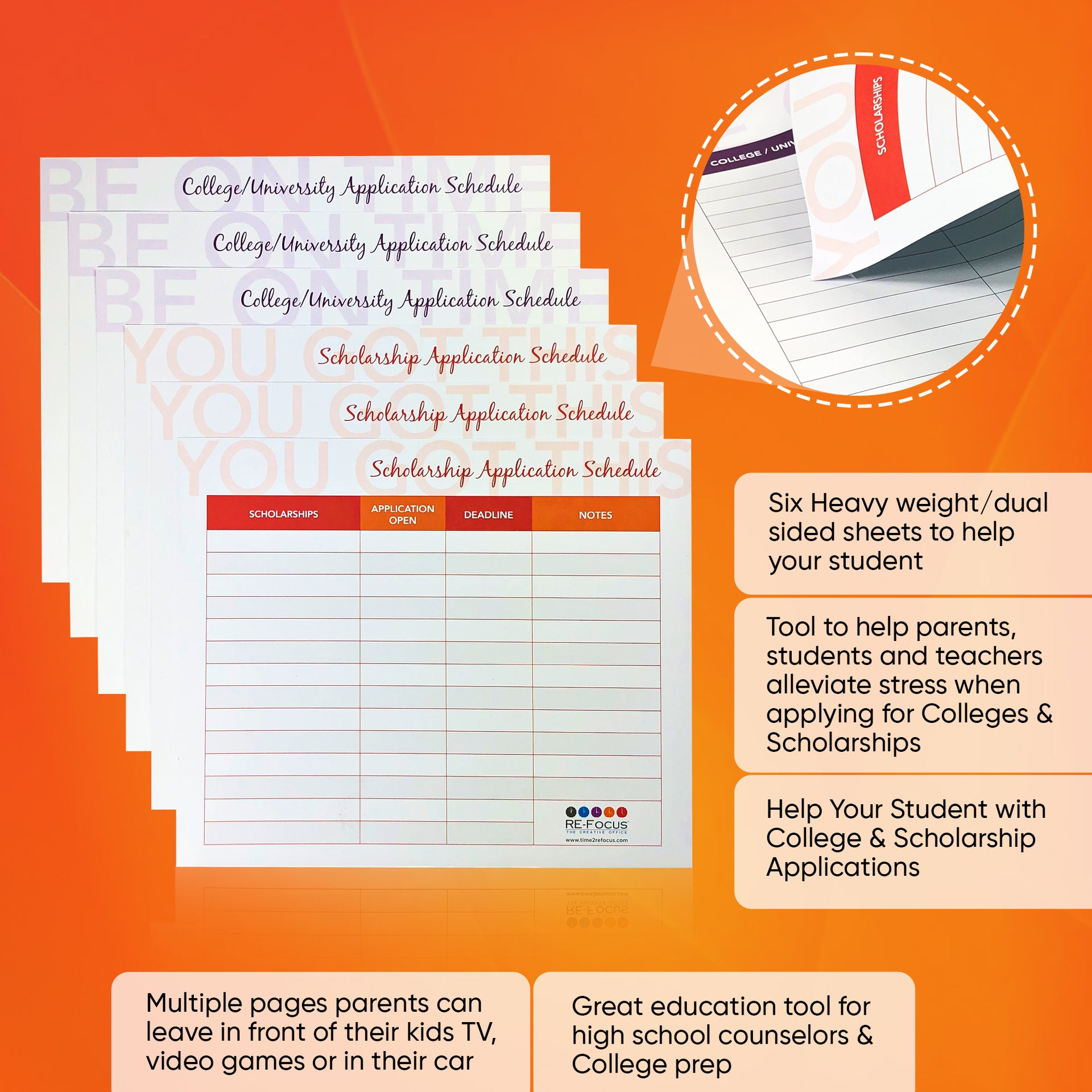 College, University & Scholarship Timeline Sheets by RE-FOCUS THE CREATIVE OFFICE