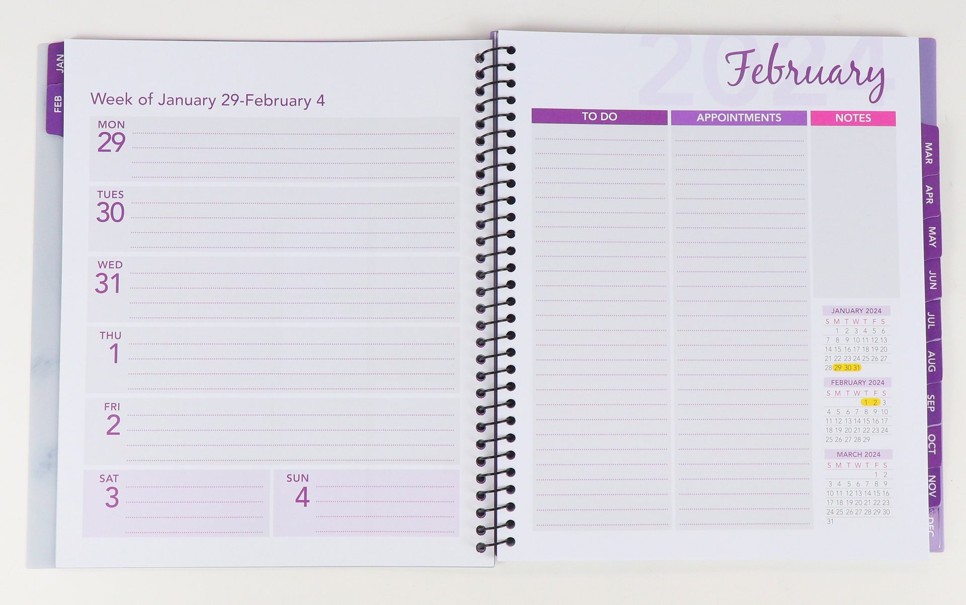 RE-FOCUS THE CREATIVE OFFICE, 2024 Calendar, Monthly and Weekly Views with To-Do List