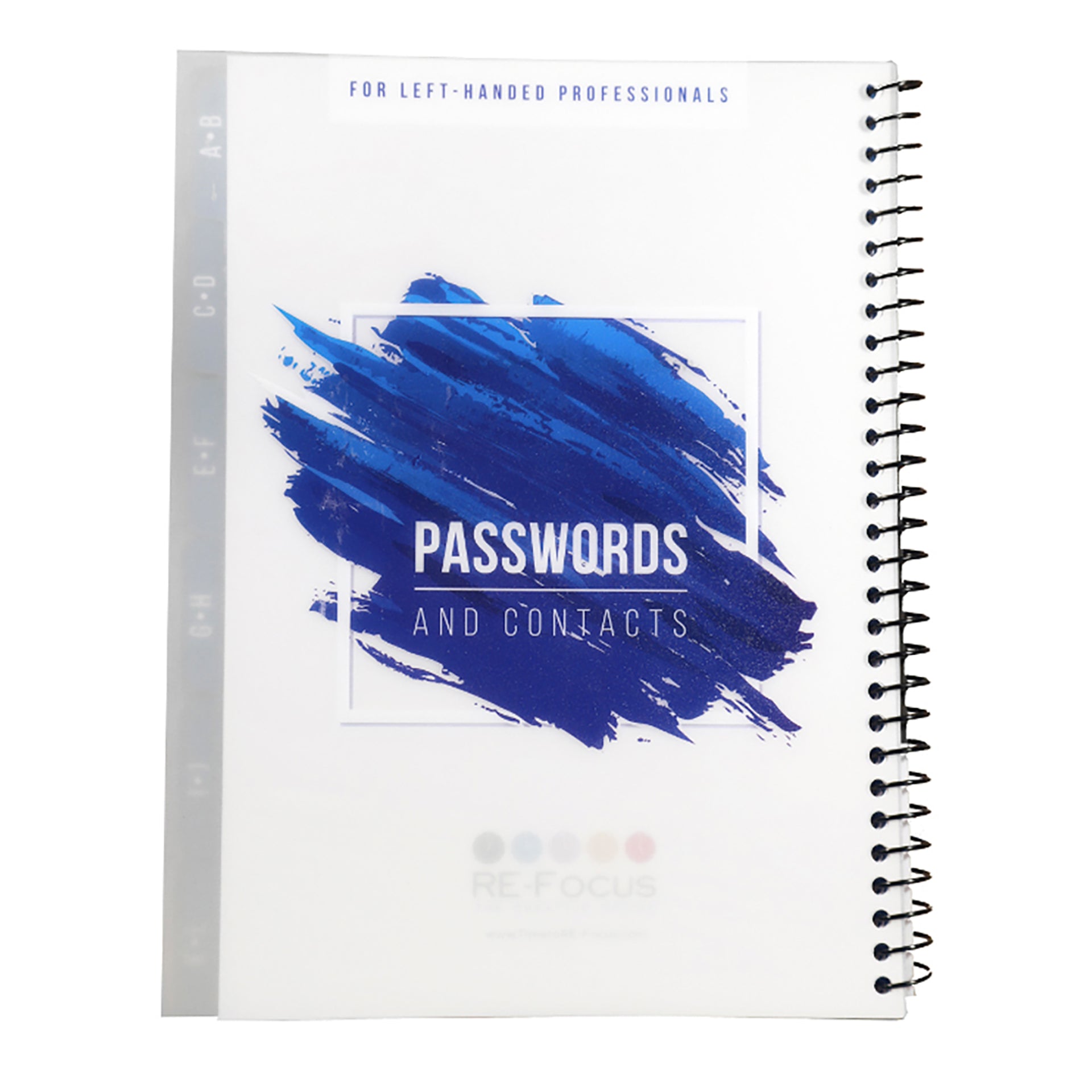 RE-FOCUS THE CREATIVE OFFICE, Left-Handed Large Password Keeper Book, Blue