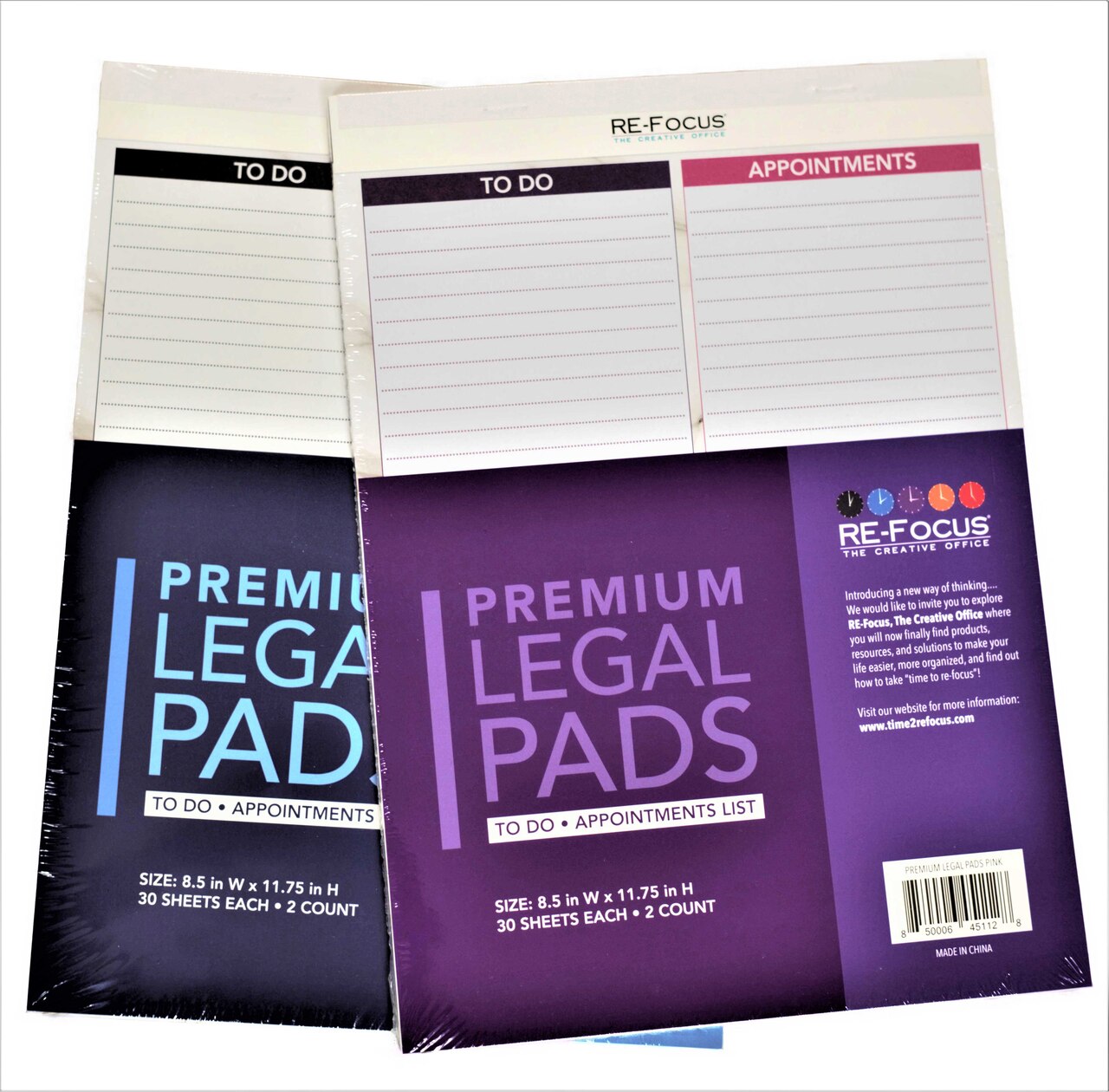 RE-FOCUS THE CREATIVE OFFICE, Professional To do and Appointment list pad, Legal size, 2 pack, 30 sheets each