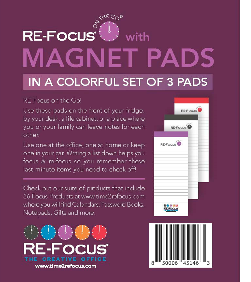 NEW!! RE-FOCUS ON THE GO MAGNET PADS, 3 PACK