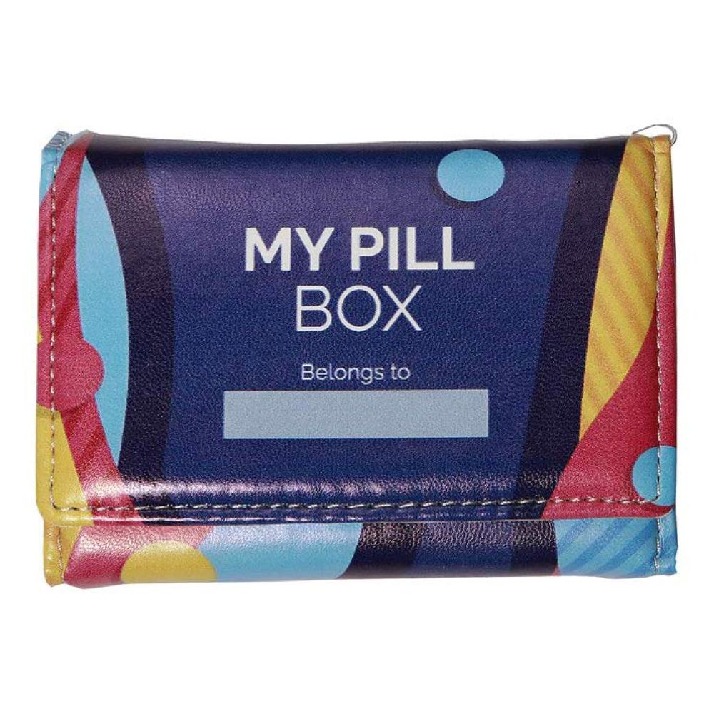 Weekly Pill Box Organizer, 8 Compartments, Portable Travel Pill Case, Folding Cover to Hold Medication, Supplements
