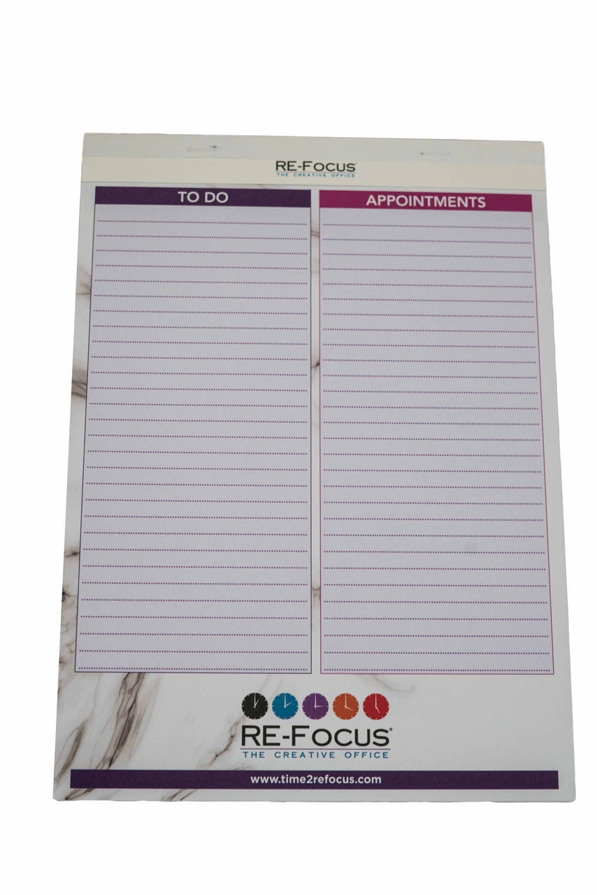 RE-FOCUS THE CREATIVE OFFICE, Professional To do and Appointment list pad, Legal size, 12 pack, 30 sheets each