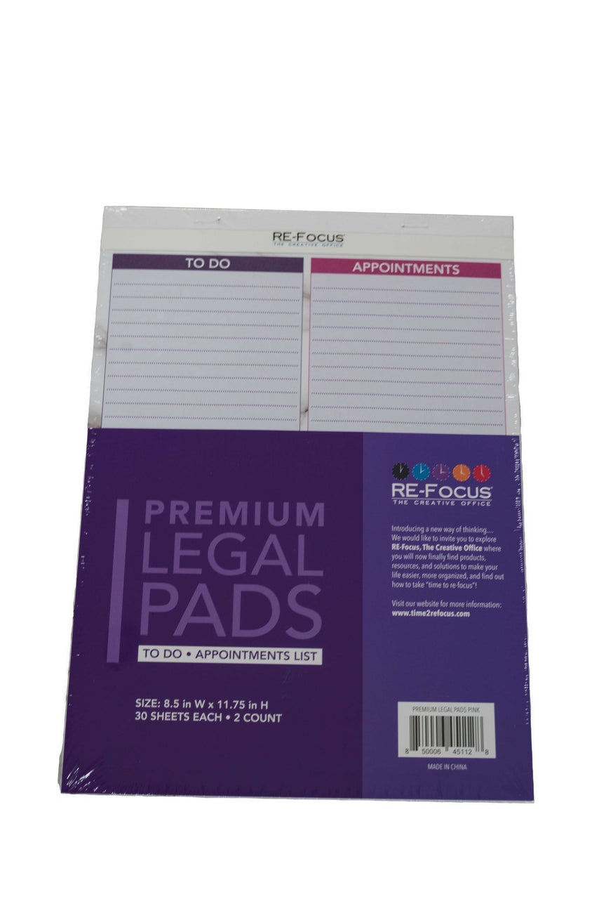 RE-FOCUS THE CREATIVE OFFICE, Professional To do and Appointment list pad, Legal size, 2 pack, 30 sheets each