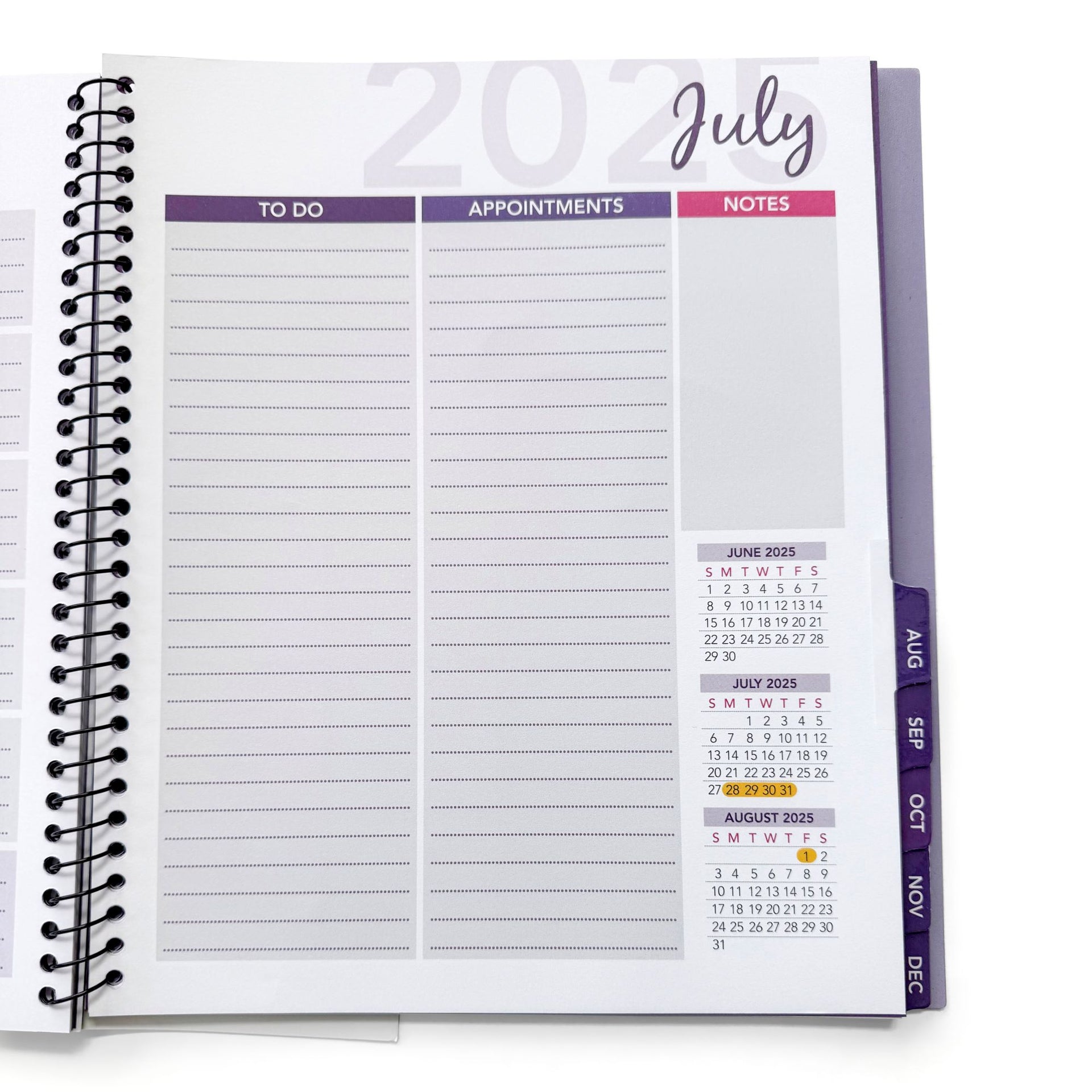 2025 ANNUAL CALENDAR BUNDLE! 3 PACK, One each of Black, White, and Purple