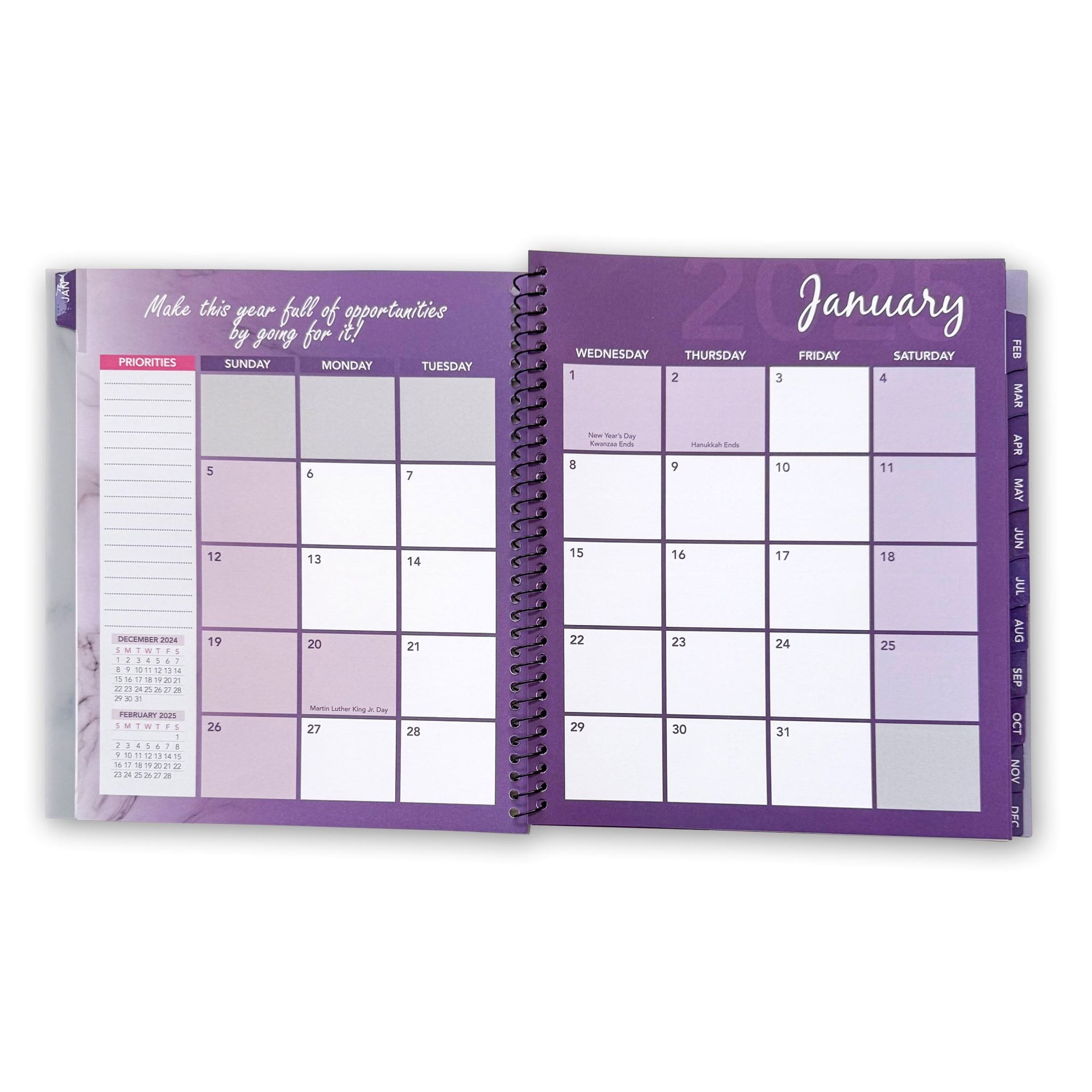 2025 ANNUAL CALENDAR BUNDLE! 3 PACK, One each of Black, White, and Purple