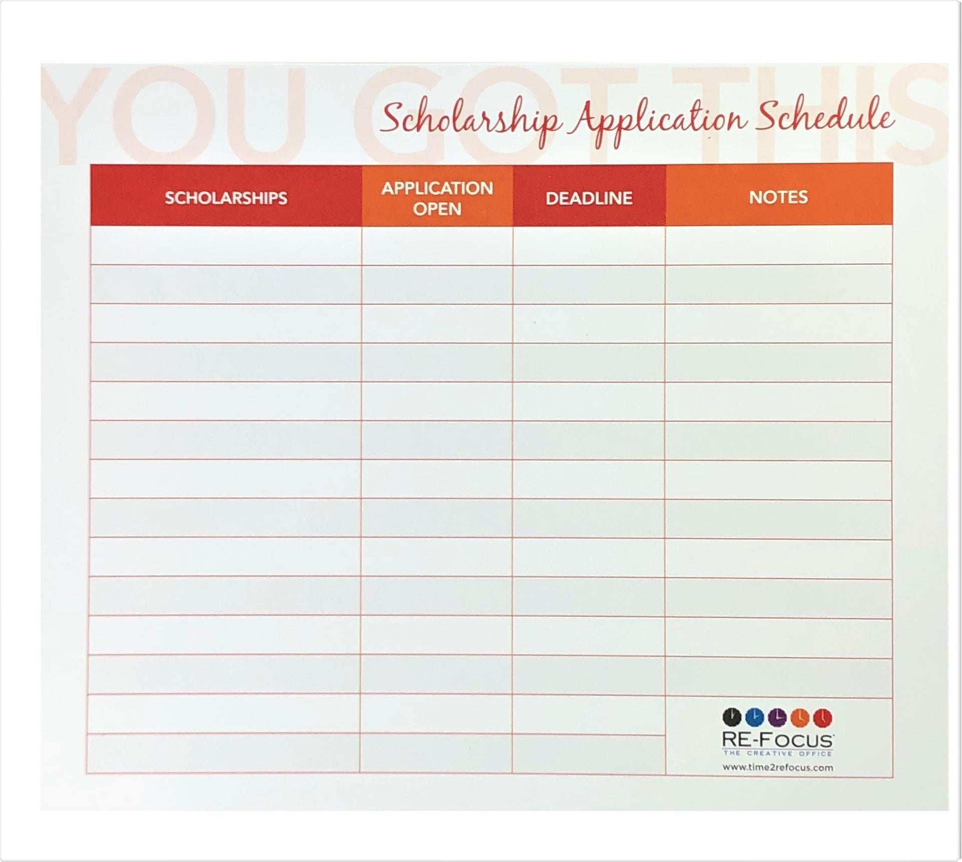 College, University & Scholarship Timeline Sheets by RE-FOCUS THE CREATIVE OFFICE