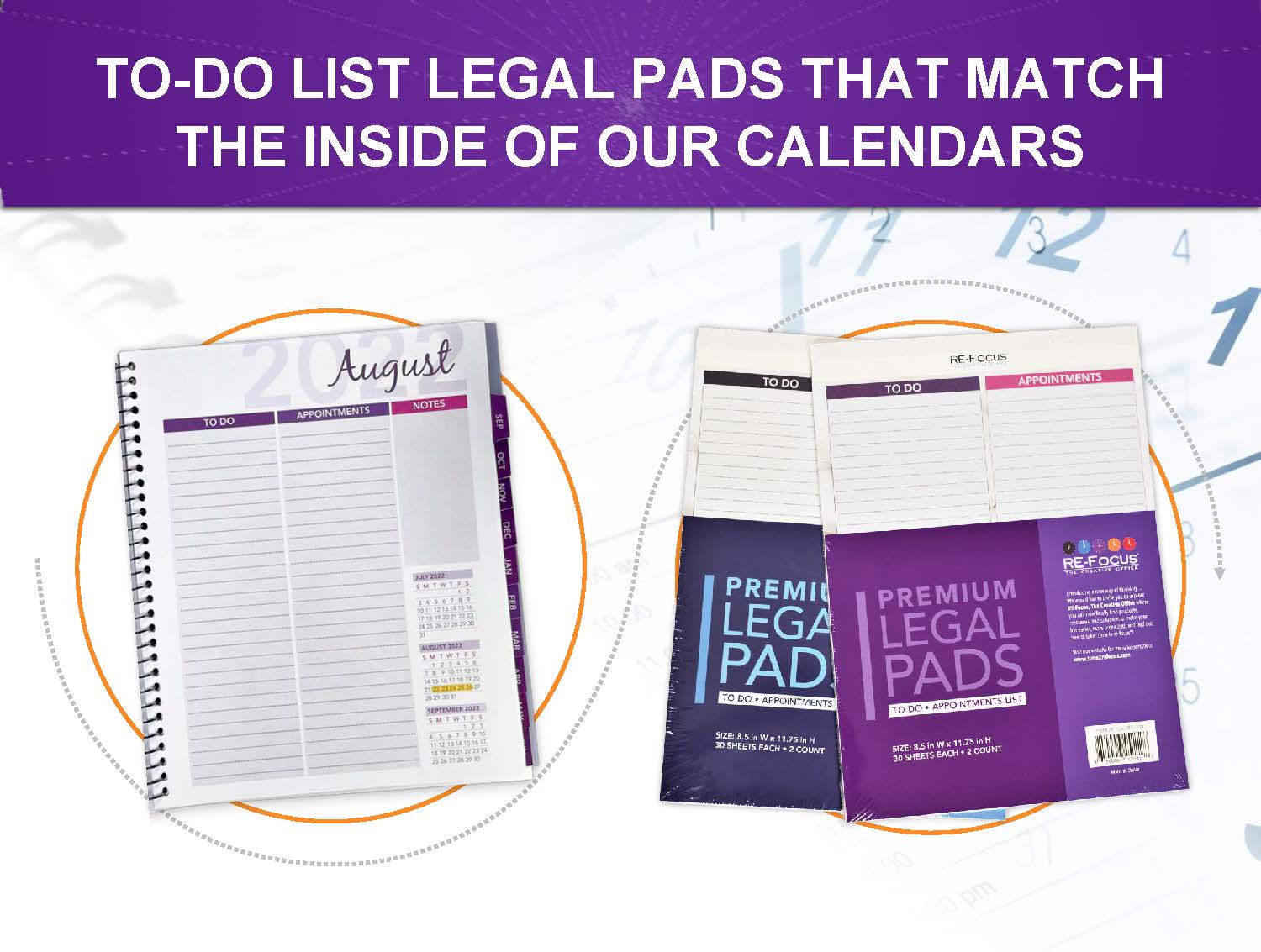 RE-FOCUS THE CREATIVE OFFICE, Professional To do and Appointment list pad, Legal size, 2 pack, 30 sheets each