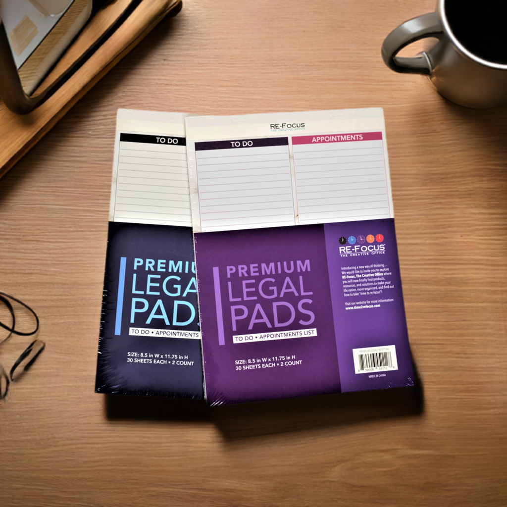 RE-FOCUS THE CREATIVE OFFICE, Professional To do and Appointment list pad, Legal size, 2 pack, 30 sheets each