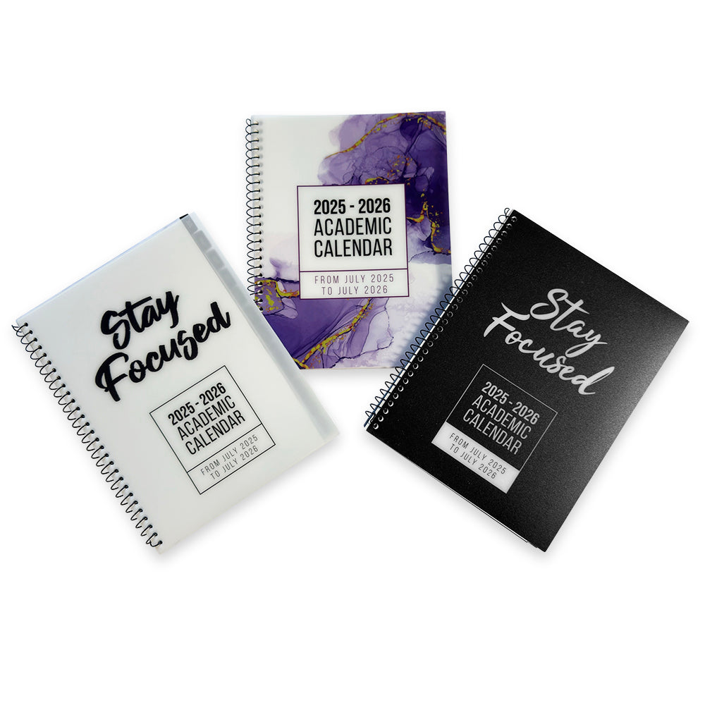 RE-FOCUS THE CREATIVE OFFICE, Academic Calendar Bundle, 3 Pack, One each of Black, White & Purple