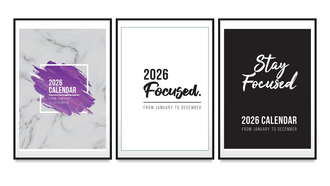 PRE-ORDER Now! 2026 ANNUAL CALENDAR BUNDLE!  3 PACK, One each of Black, White, and Purple