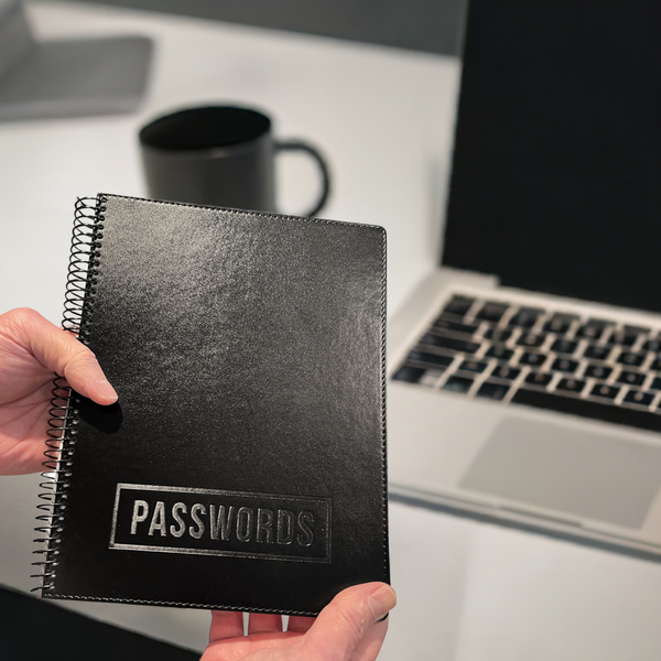 RE-FOCUS THE CREATIVE OFFICE, Executive Black Password Keeper Book, Flexible Faux-Leather Cover