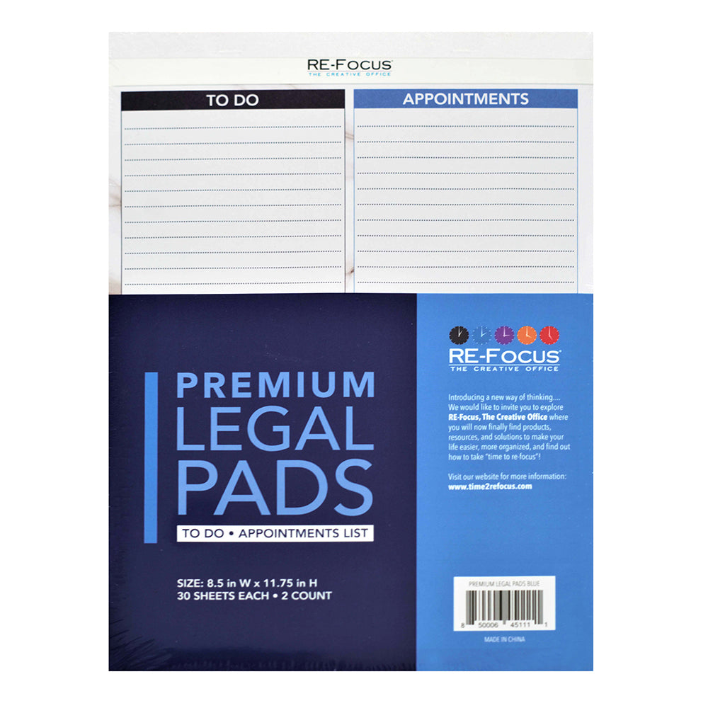 RE-FOCUS THE CREATIVE OFFICE, Professional To do and Appointment list pad, Legal size, 50 pack, 30 sheets each