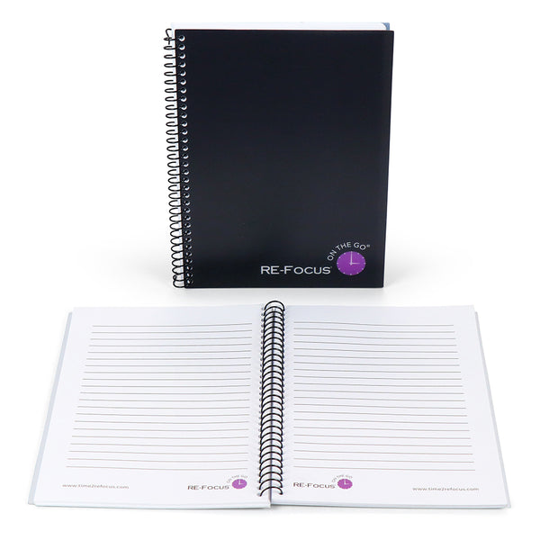 SPIRAL NOTEBOOKS - RE-FOCUS ON THE GO BUSINESS NOTEBOOKS! IN BLACK OR WHITE
