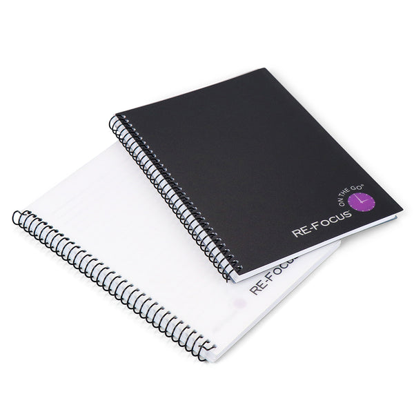 SPIRAL NOTEBOOKS - RE-FOCUS ON THE GO BUSINESS NOTEBOOKS! IN BLACK OR WHITE
