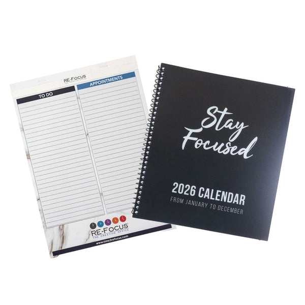 PRE-ORDER NOW! RE-FOCUS Annual Calendar Set, 2026 Calendar and Matching To-Do List Legal Pad
