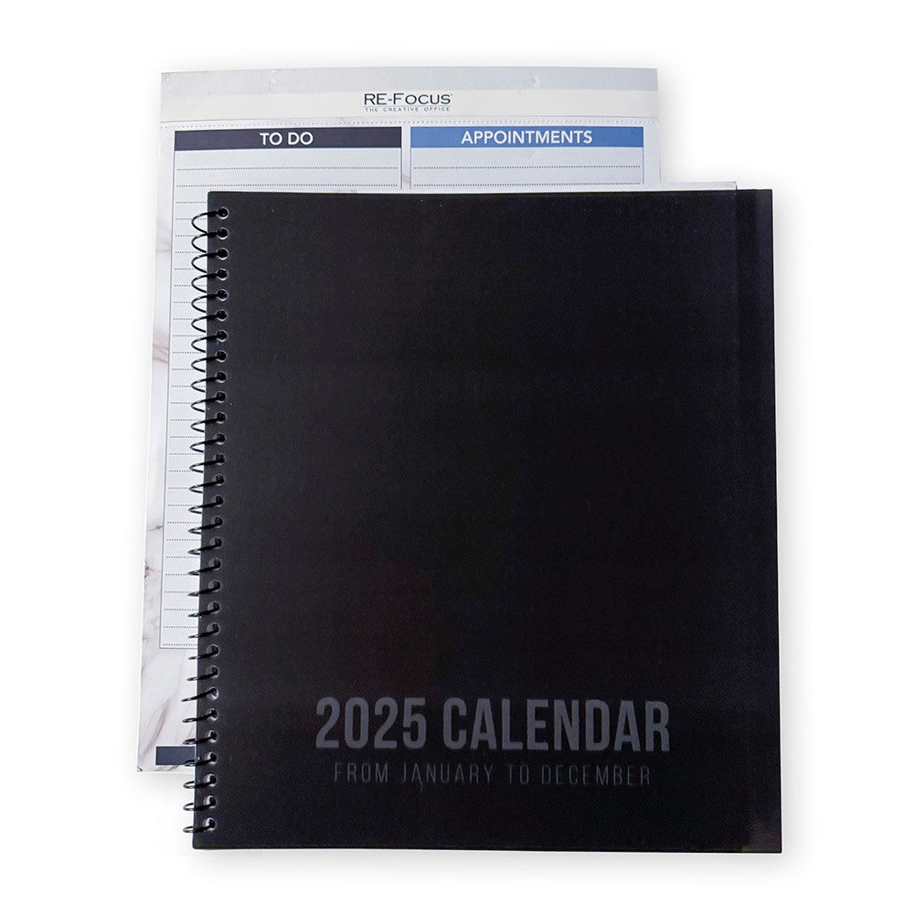 RE-FOCUS Annual Calendar Set, 2025 Calendar and Matching To-Do List Legal Pad