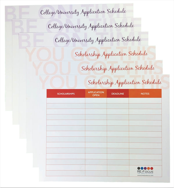 College, University & Scholarship Timeline Sheets by RE-FOCUS THE CREATIVE OFFICE