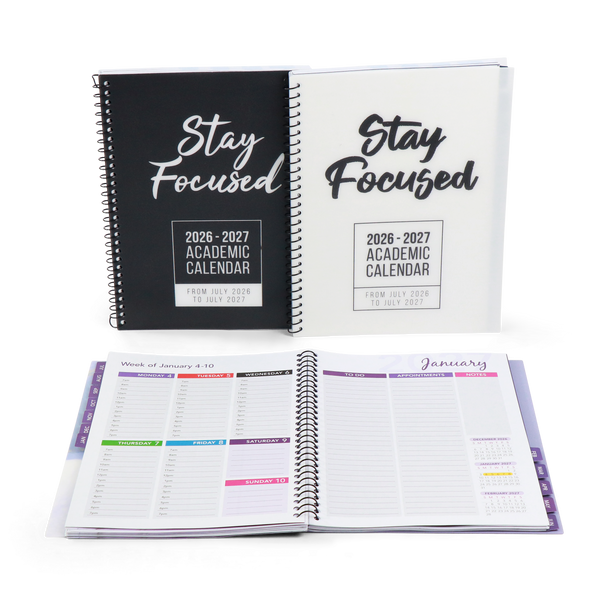 Academic Calendar Bundle, 3 Pack, One each of Black, White & Purple