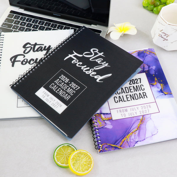 Academic Calendar Bundle, 3 Pack, One each of Black, White & Purple