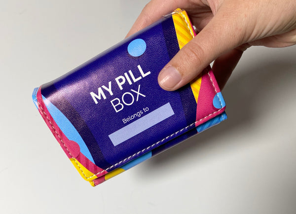 Weekly Pill Box Organizer, 8 Compartments, Portable Travel Pill Case, Folding Cover to Hold Medication, Supplements