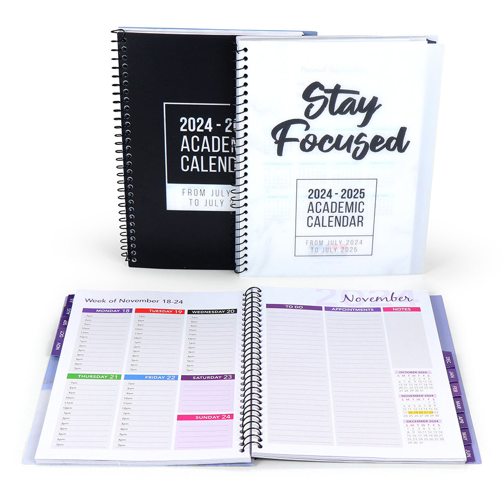 RE-FOCUS THE CREATIVE OFFICE, Academic Calendar Bundle, 3 Pack, One each of Black, White & Purple