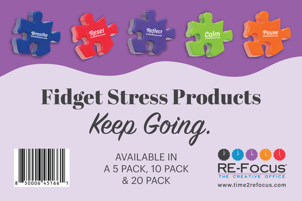 NEW! Foam Fidget Puzzle Piece Stimmers with Storage Jar