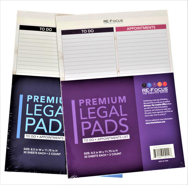 RE-FOCUS THE CREATIVE OFFICE, Professional To do and Appointment list pad, Legal size, 12 pack, 30 sheets each
