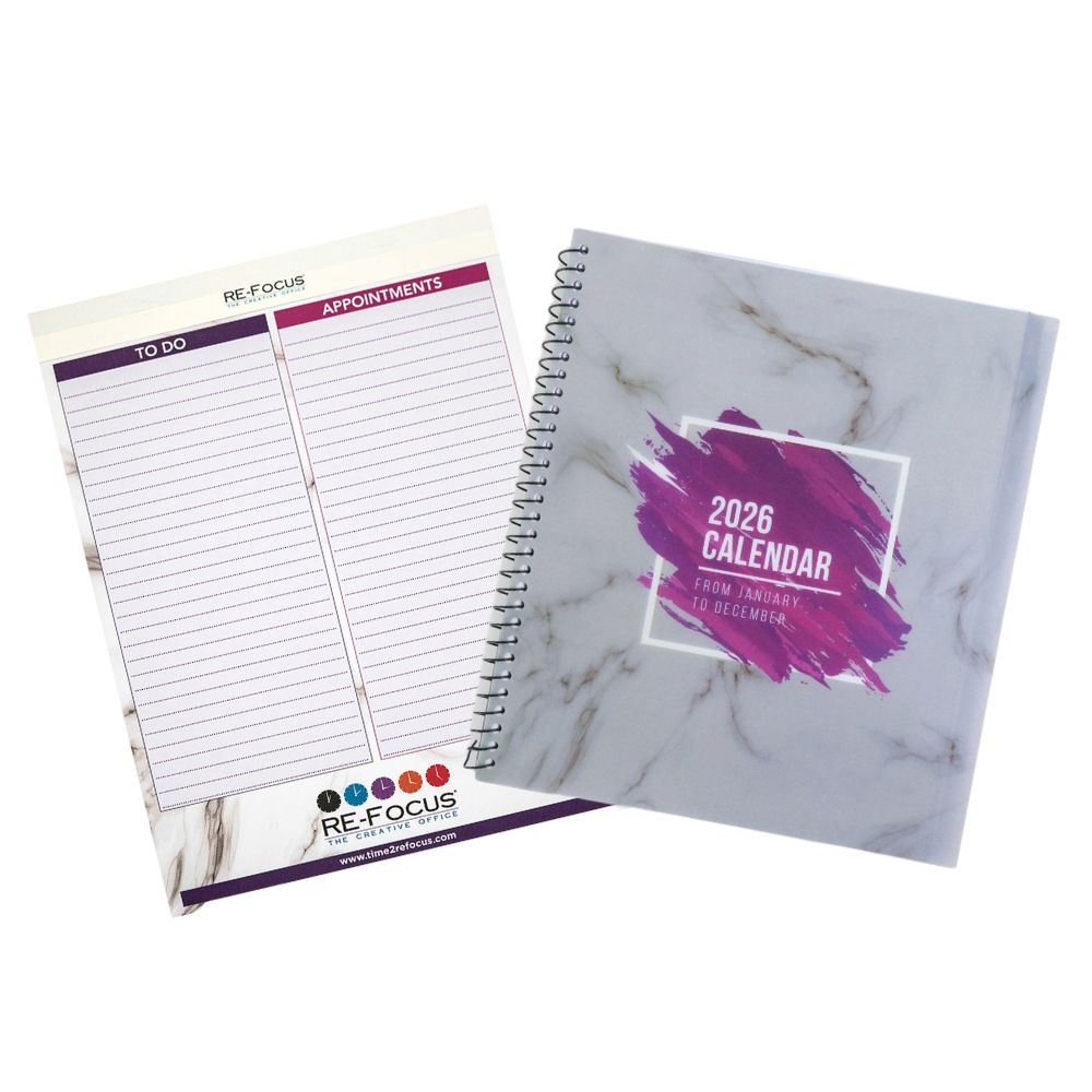 PRE-ORDER NOW! RE-FOCUS Annual Calendar Set, 2026 Calendar and Matching To-Do List Legal Pad