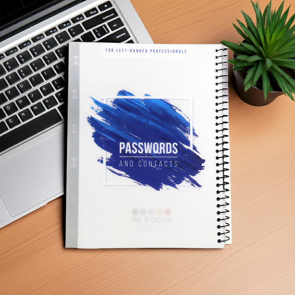 RE-FOCUS THE CREATIVE OFFICE, Left-Handed Large Password Keeper Book, Blue