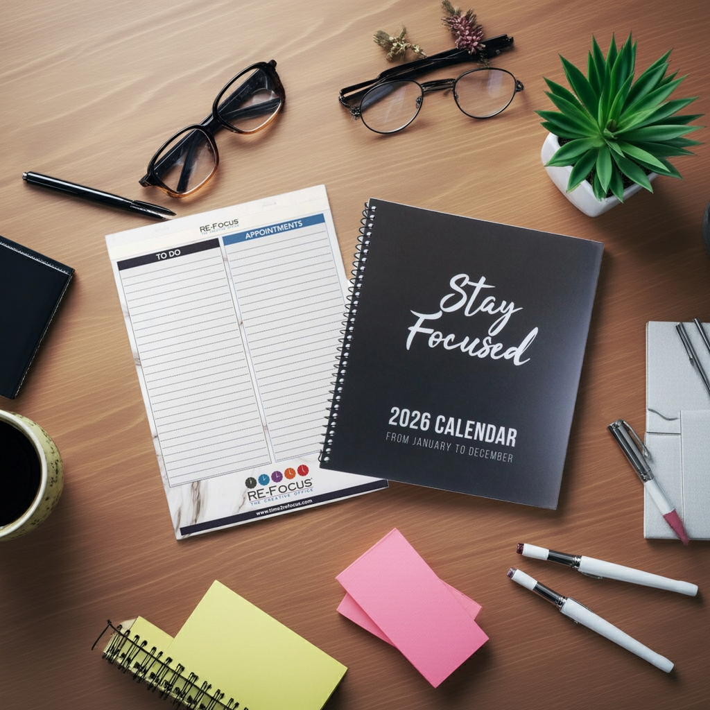 2026 Annual Calendar + To-Do List Combo | RE-FOCUS Planner To Do Duo