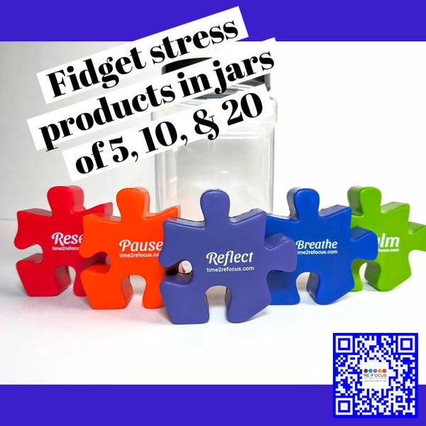 NEW! Foam Fidget Puzzle Piece Stimmers with Storage Jar