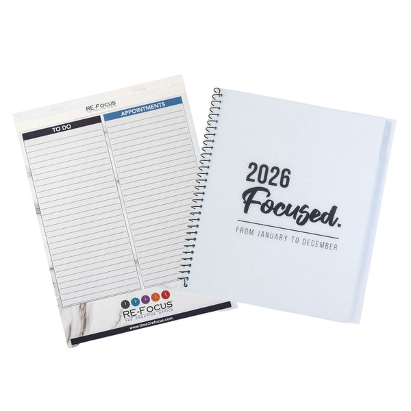 PRE-ORDER NOW! RE-FOCUS Annual Calendar Set, 2026 Calendar and Matching To-Do List Legal Pad