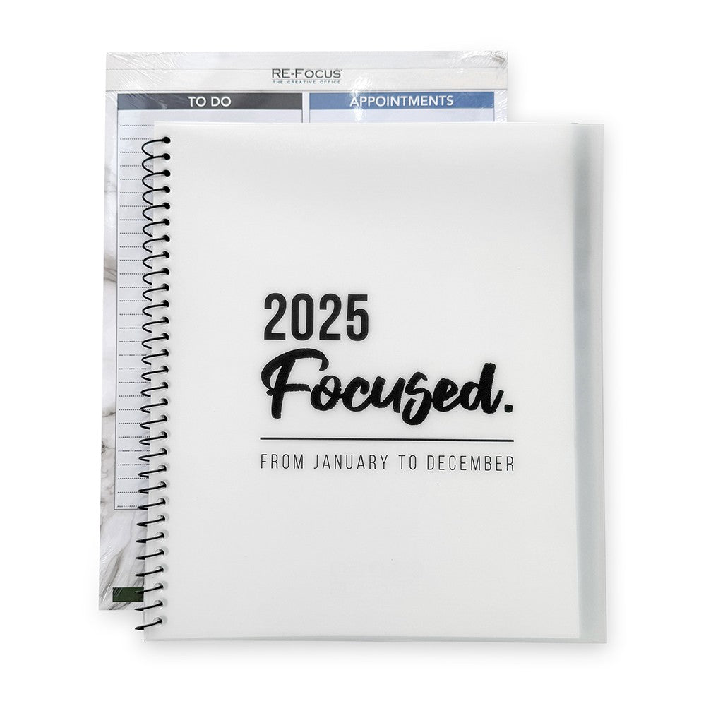 RE-FOCUS Annual Calendar Set, 2025 Calendar and Matching To-Do List Legal Pad