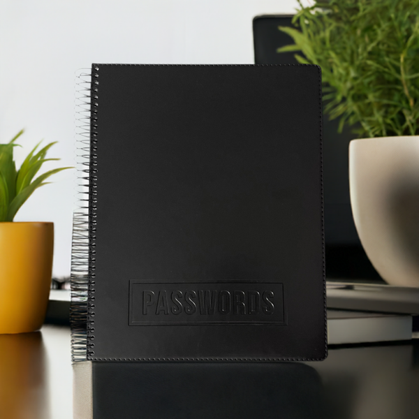 RE-FOCUS THE CREATIVE OFFICE, Executive Black Password Keeper Book, Flexible Faux-Leather Cover