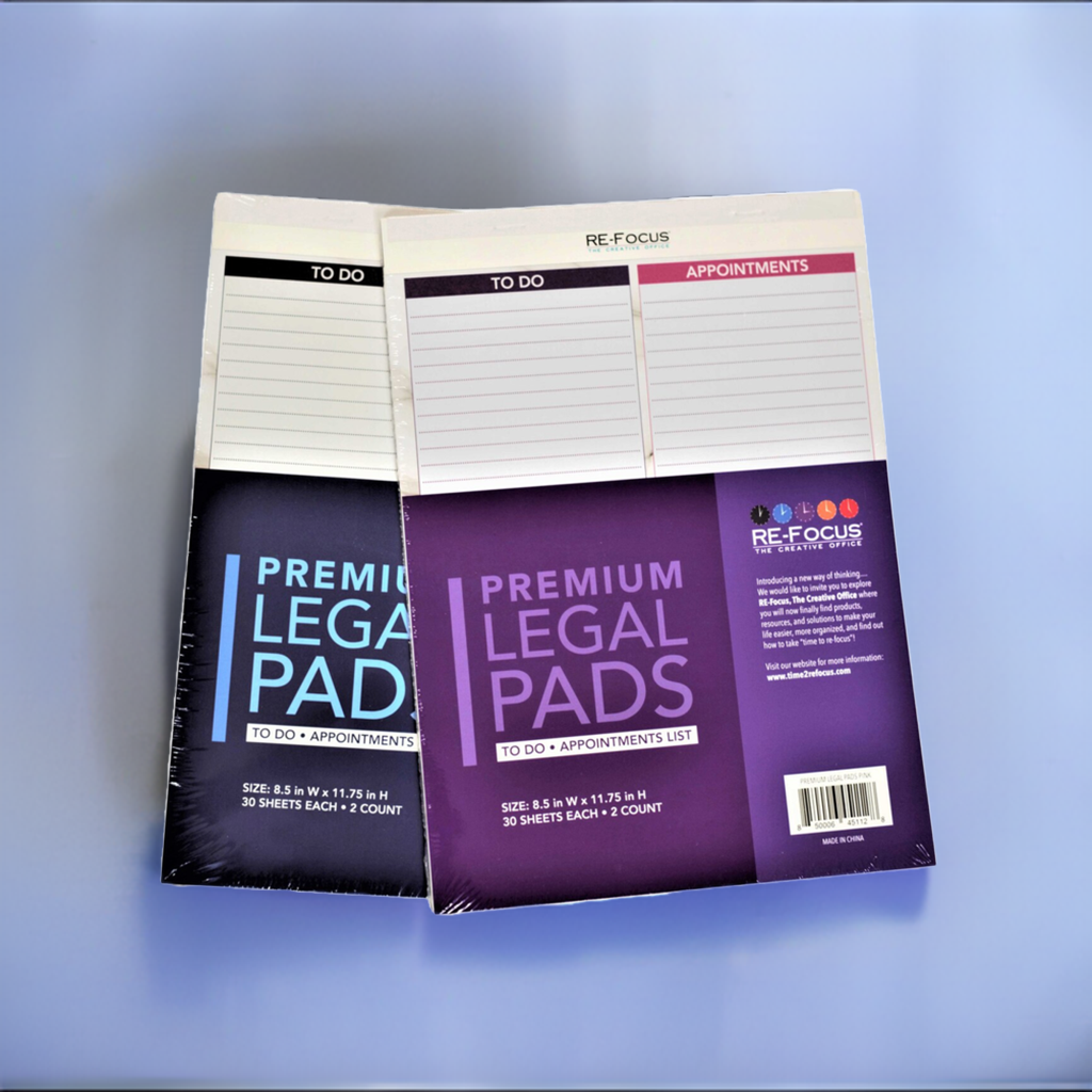 RE-FOCUS THE CREATIVE OFFICE, Professional To do and Appointment list pad, Legal size, 2 pack, 30 sheets each