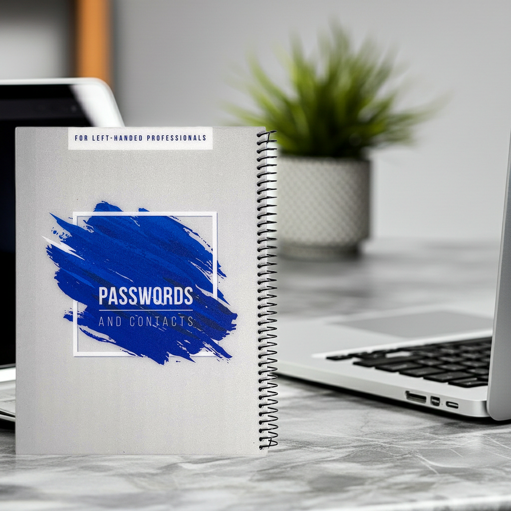 RE-FOCUS THE CREATIVE OFFICE, Left-Handed Large Password Keeper Book, Blue