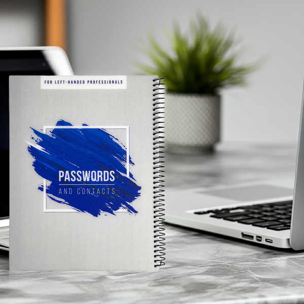 RE-FOCUS THE CREATIVE OFFICE, Left-Handed Large Password Keeper Book, Blue