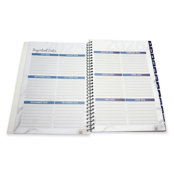 2025-2026 Academic Calendar w/todo lists & 7am-7pm time blocks- In Three Colors