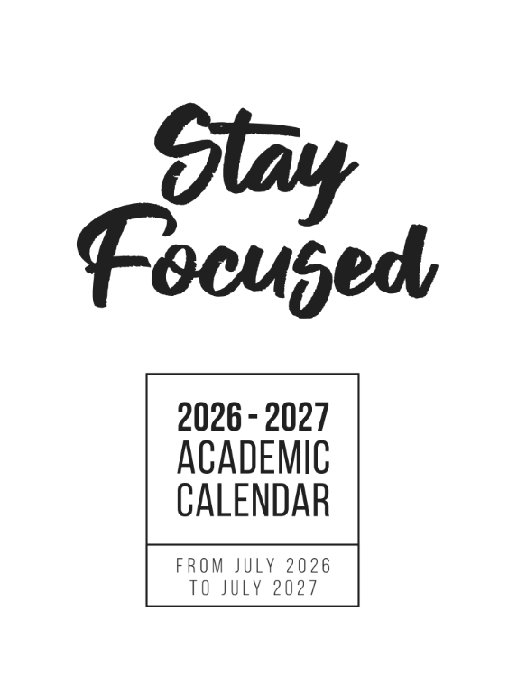 PRE-ORDER! 2026-2027 July to July Academic Calendar