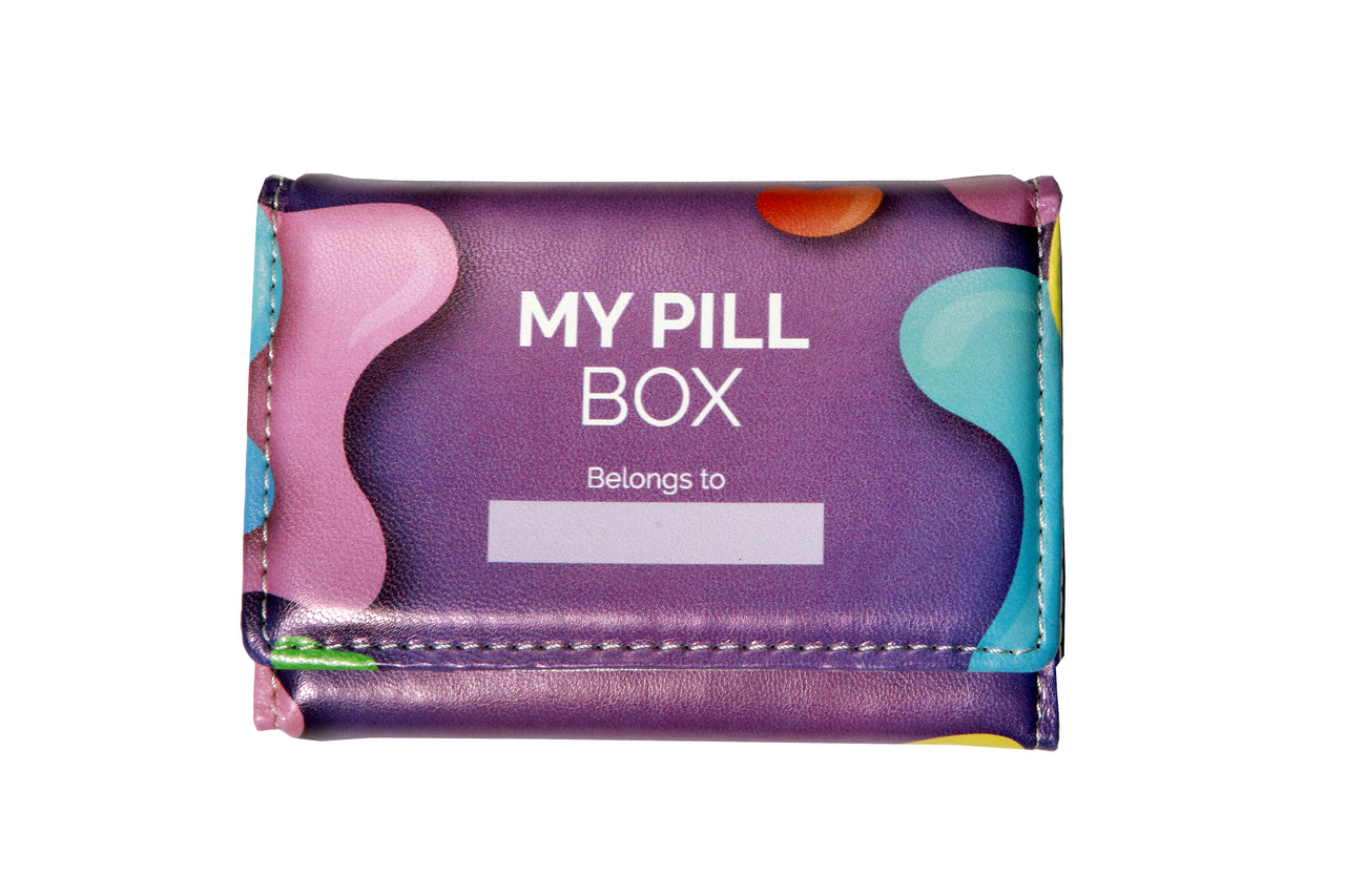 Weekly Pill Box Organizer, 8 Compartments, Portable Travel Pill Case, Folding Cover to Hold Medication, Supplements